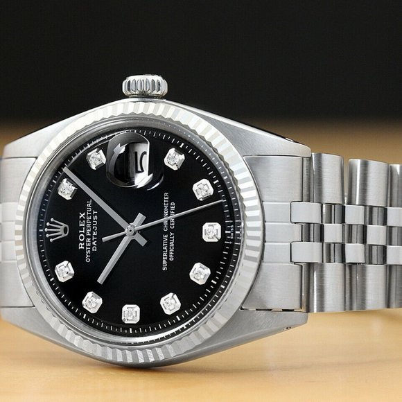 Sale! Rolex 36mm Black Dial Diamond Men's Watch - Picture 3 of 7